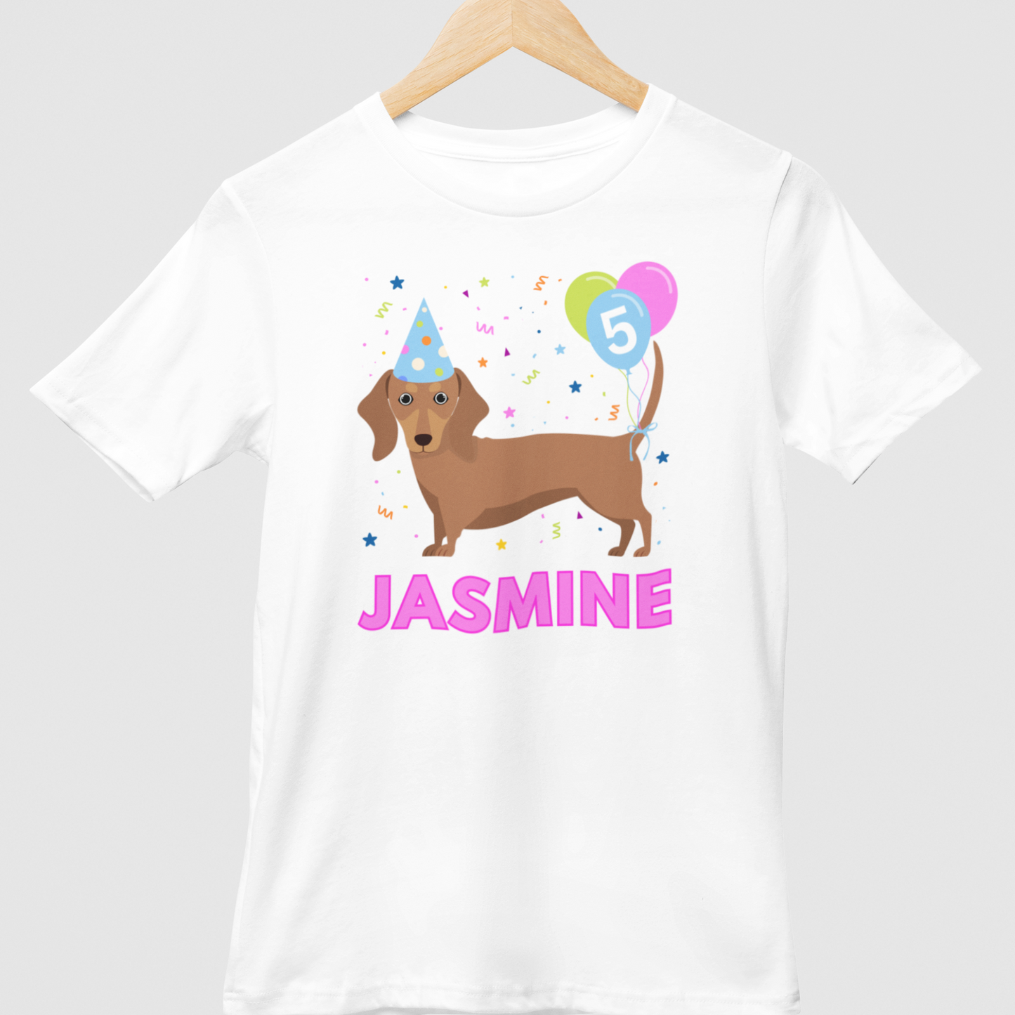 Personalised Birthday Dachshund T-shirt | 3 - 8 years