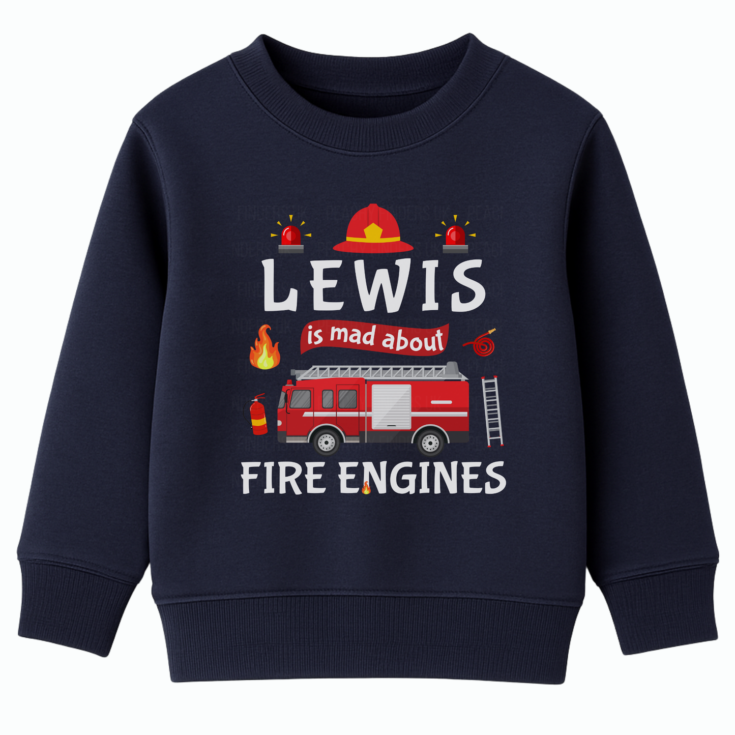 Personalised Fire Engine Kids Sweatshirt - “Mad About Fire Engines”