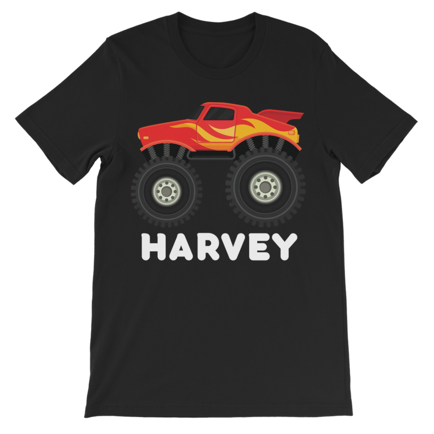 Personalised Monster Truck T-Shirt for Kids – Ages 3–11 – Custom Name Tee
