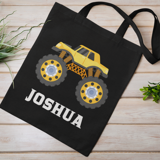 Kids Personalised Monster Truck Tote Bag