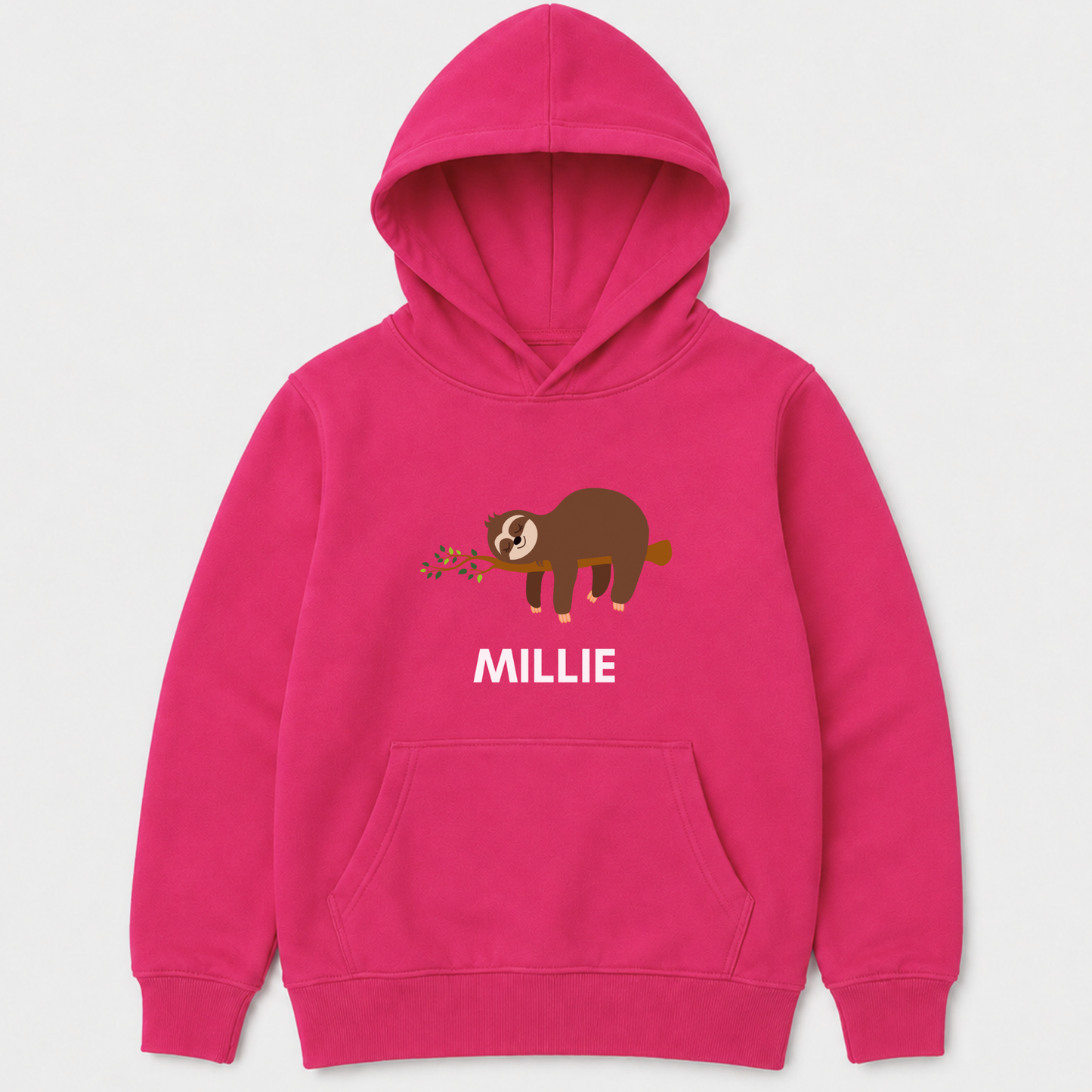 Girls Custom Name Sloth Hoodie - Personalised Sleeping Sloth Pullover (3-13 Yrs)