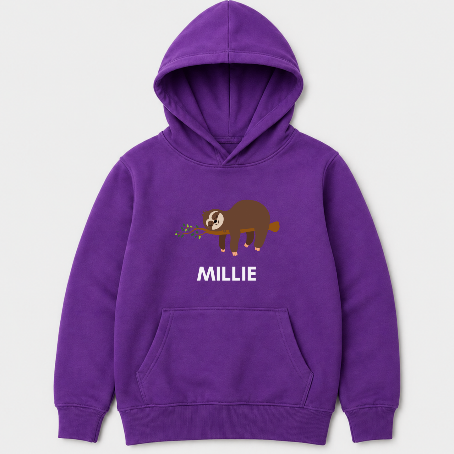 Girls Custom Name Sloth Hoodie - Personalised Sleeping Sloth Pullover (3-13 Yrs)