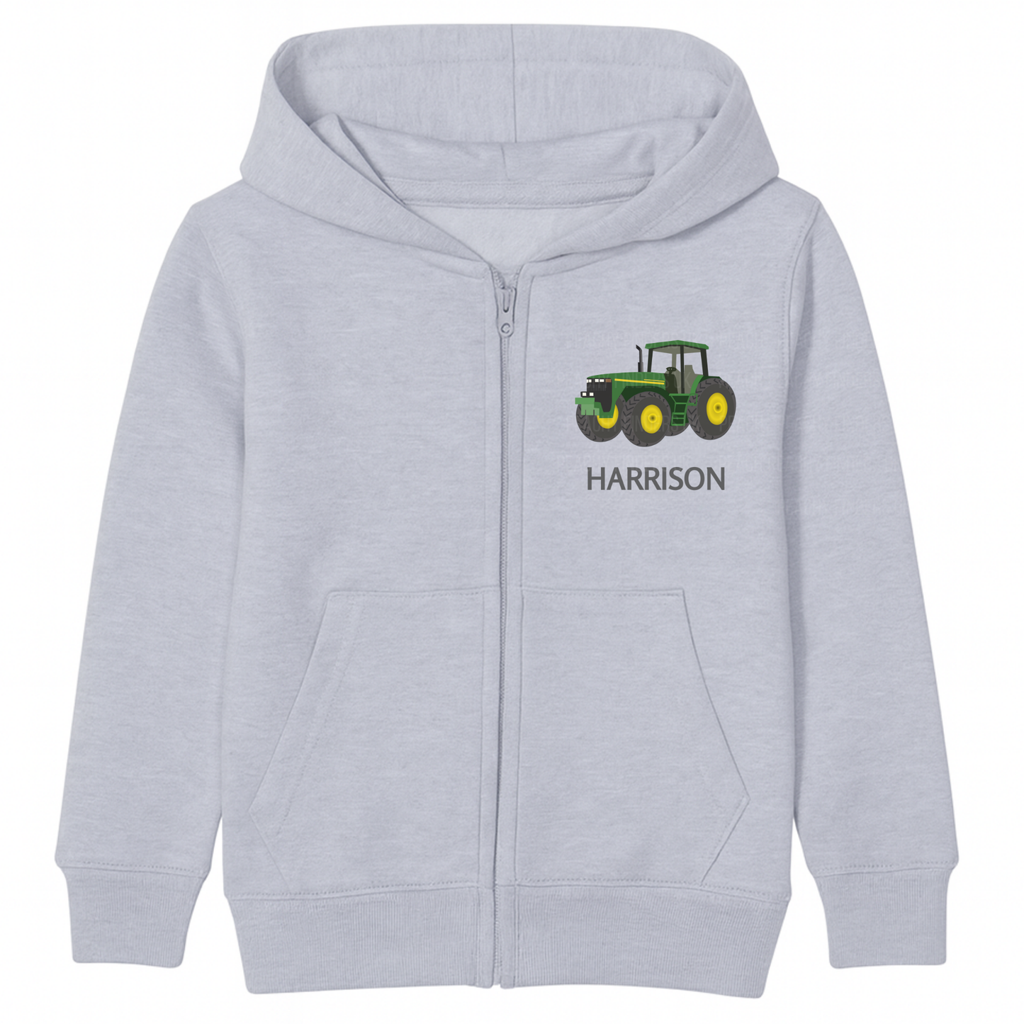 Kids Personalised Tractor Zip Hoodie (3-13 Yrs)