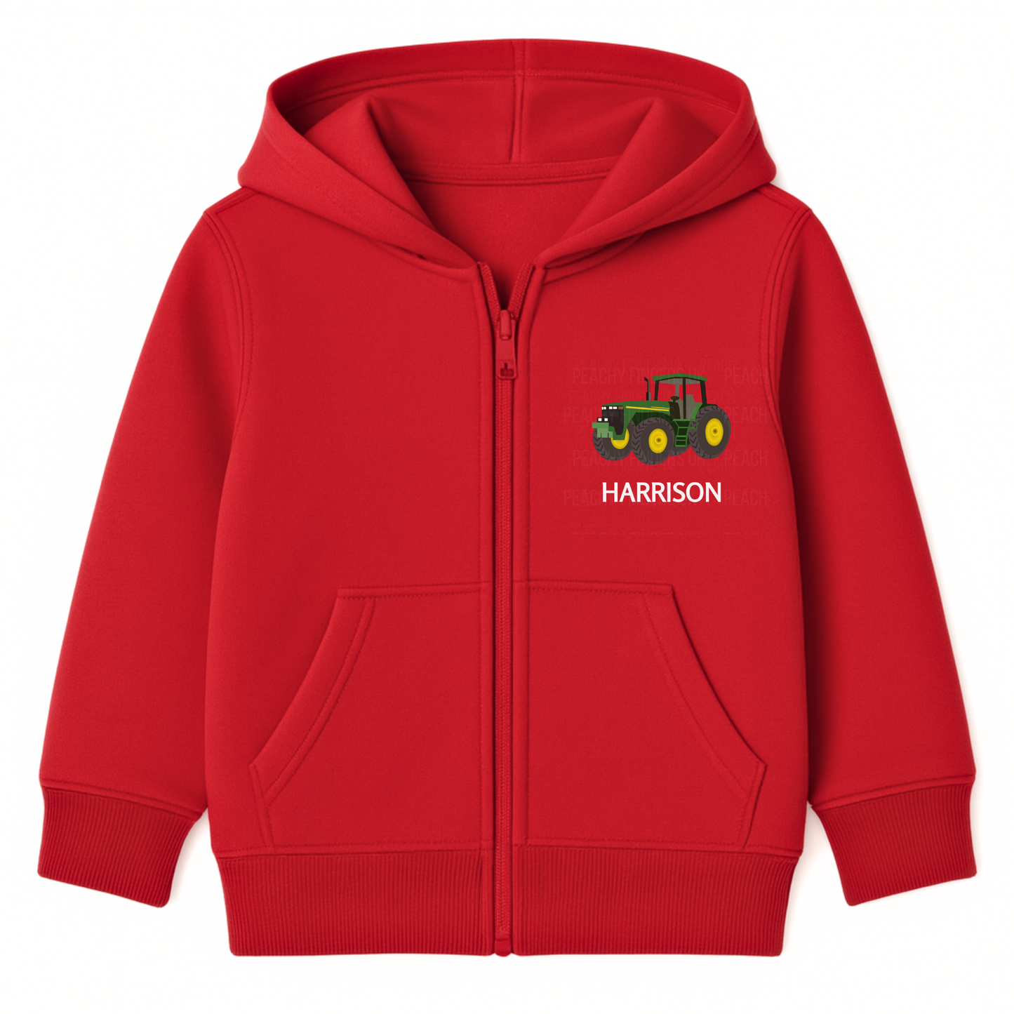 Kids Personalised Tractor Zip Hoodie (3-13 Yrs)