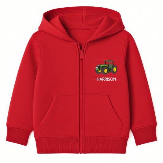 Kids Personalised Tractor Zip Hoodie (3-13 Yrs)