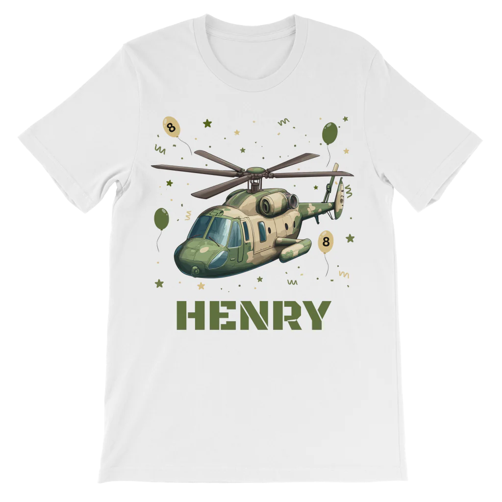 Kids Army Helicopter Birthday T-shirt | 3 - 11 years