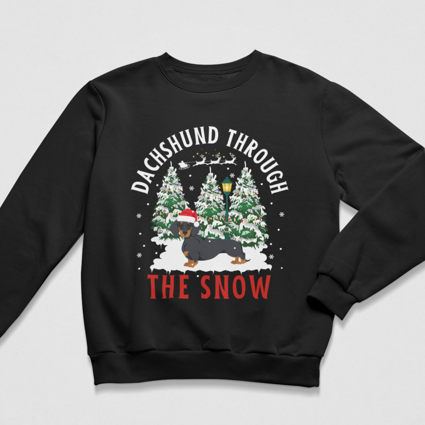 Kids 'Dachshund Through the Snow' Christmas Jumper (5-13 yrs)