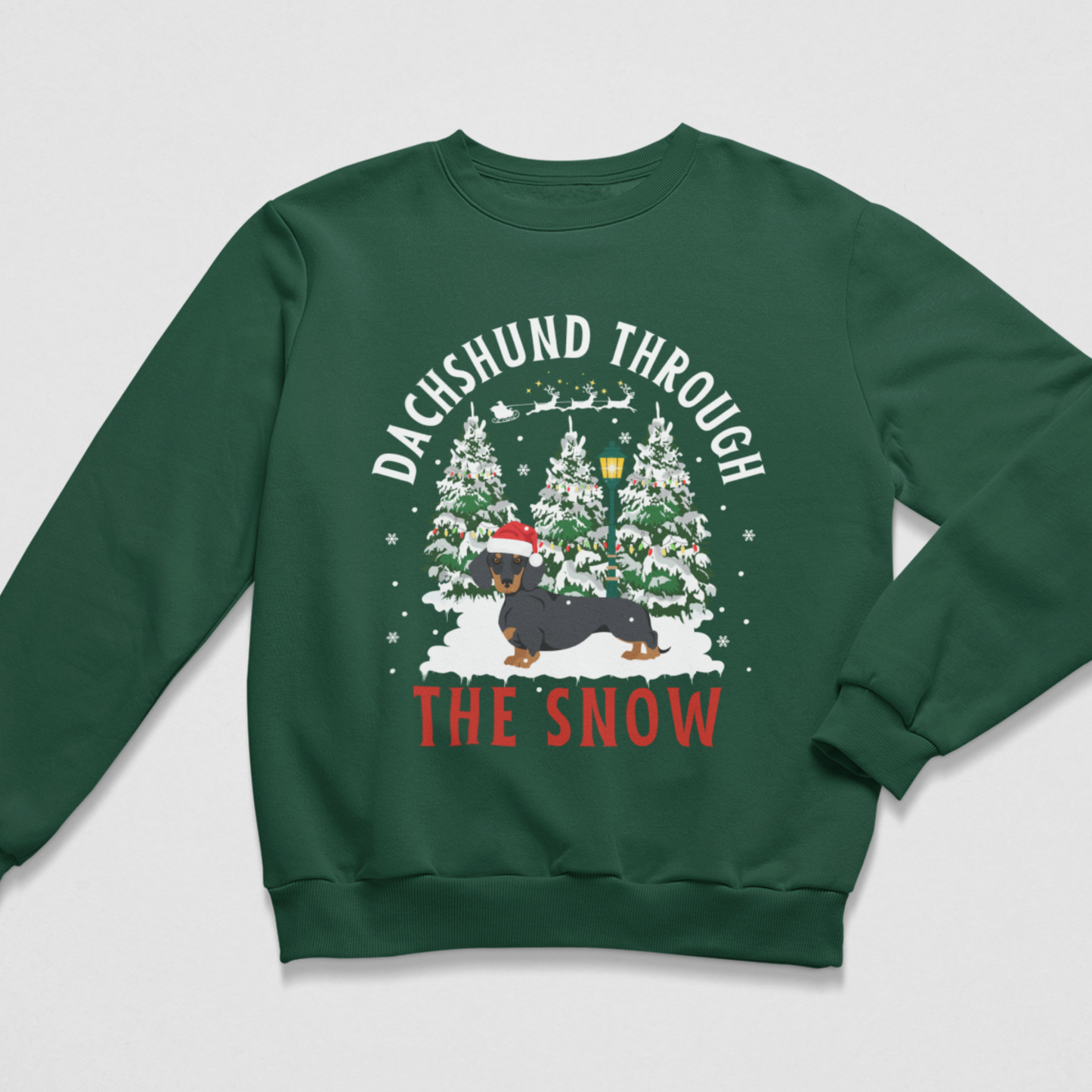 Kids 'Dachshund Through the Snow' Christmas Jumper (5-13 yrs)