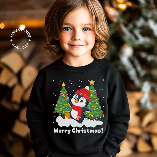 Unisex Kids Dancing Penguin Christmas Sweatshirt | 3 - 13 years