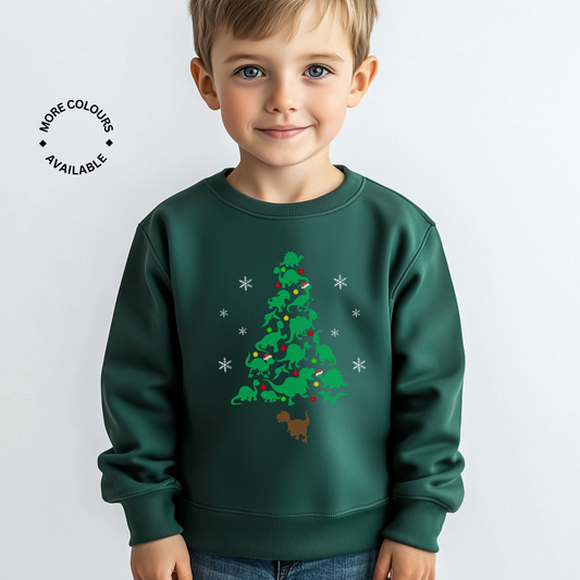 Dinosaur Christmas Tree - Kids Unisex Sweatshirt | 3 - 13 years