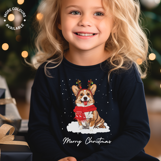 Unisex Kids Christmas Corgi Sweatshirt Jumper | 3 - 13 years