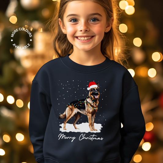 Festive German Shepherd - Unisex Kids Christmas Sweatshirt