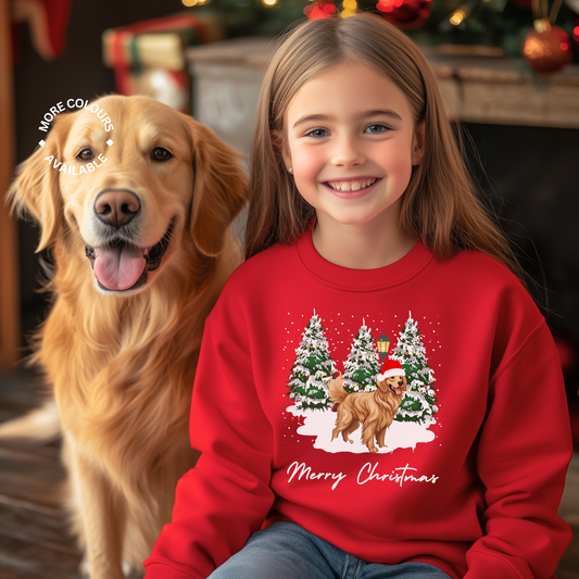 Kids Christmas Golden Retriever Sweatshirt