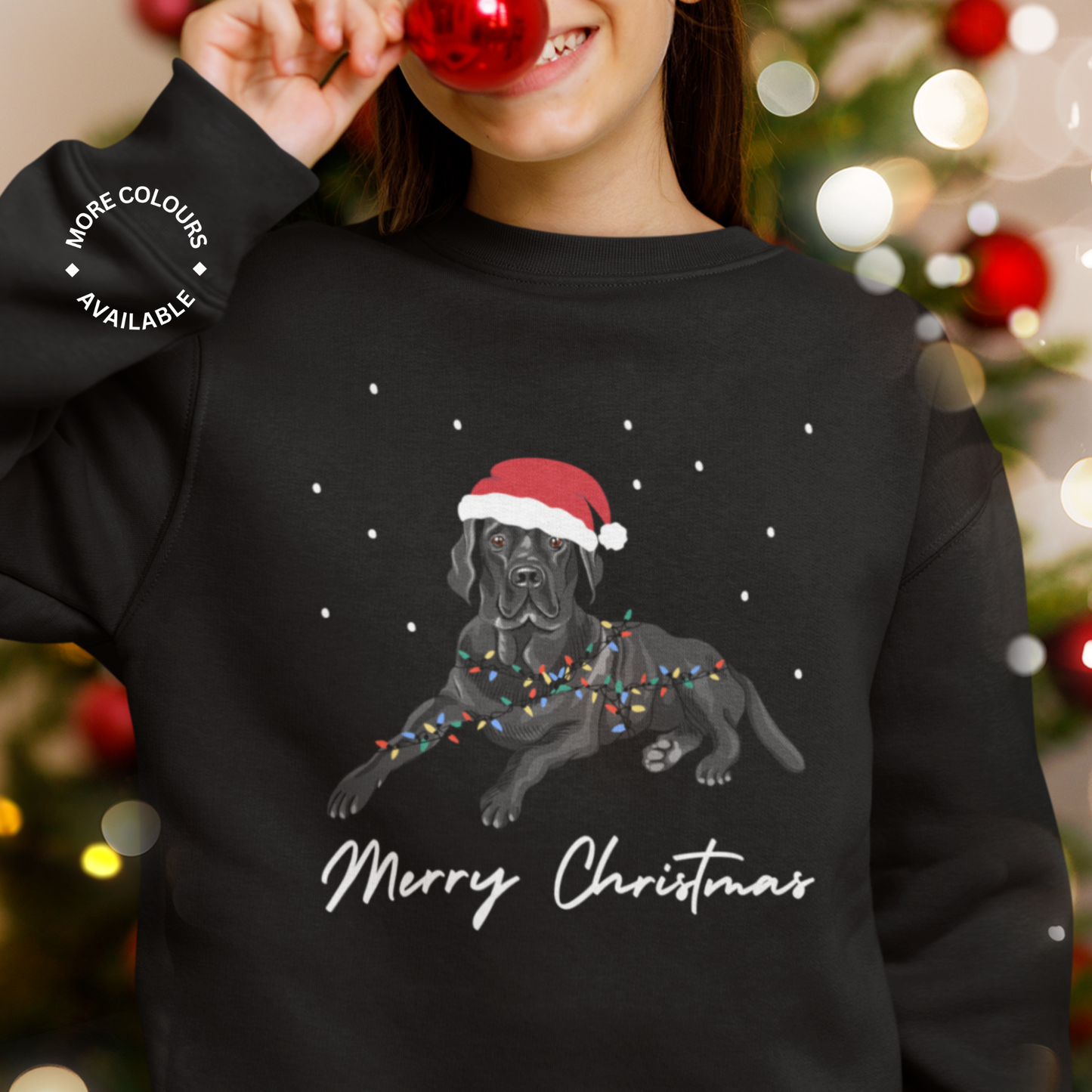 Kids Festive Black Labrador Christmas Sweatshirt | 3 - 13 years