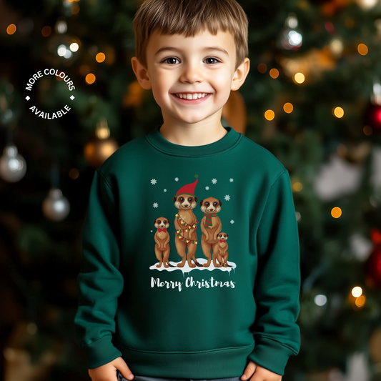 Kids Festive Meerkat Christmas Sweatshirt | 3 - 13 years