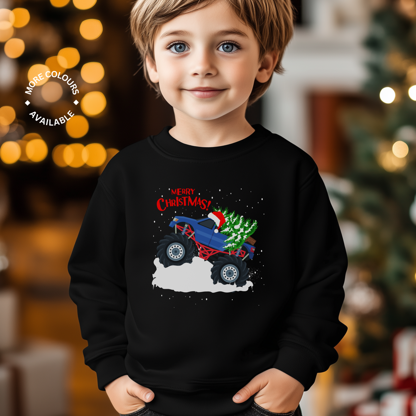 Kids Christmas Monster Truck Sweatshirt | Unisex Sizes