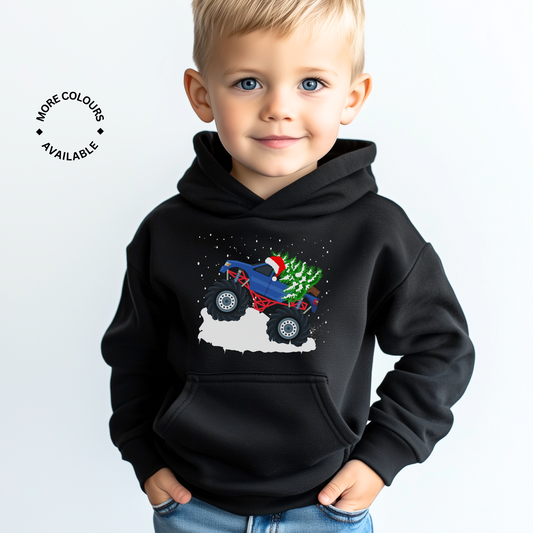 Kids Christmas Monster Truck Hoodie | 3 - 13 years