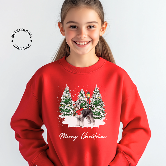 Children's Festive Schnauzer Christmas Sweatshirt | 5 - 13 years