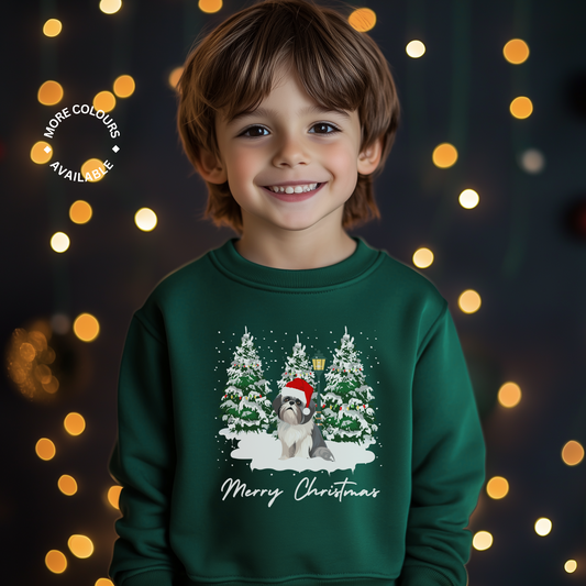 Festive Shih Tzu  - Kids Christmas Sweatshirt