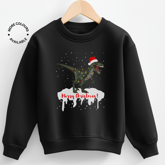 Festive T-rex - Kids Christmas Dinosaur Sweatshirt