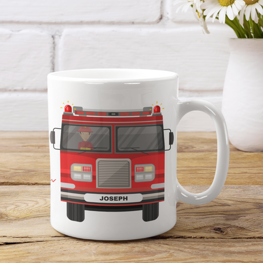 Kids Personalised Fire Engine Mug