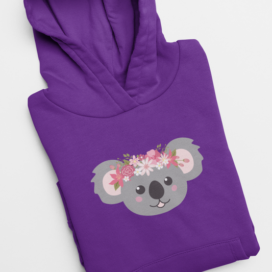 Girls Personalised Floral Koala Hoodie | 3 - 13 years