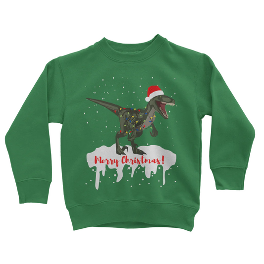 Festive T-rex - Kids Christmas Dinosaur Sweatshirt