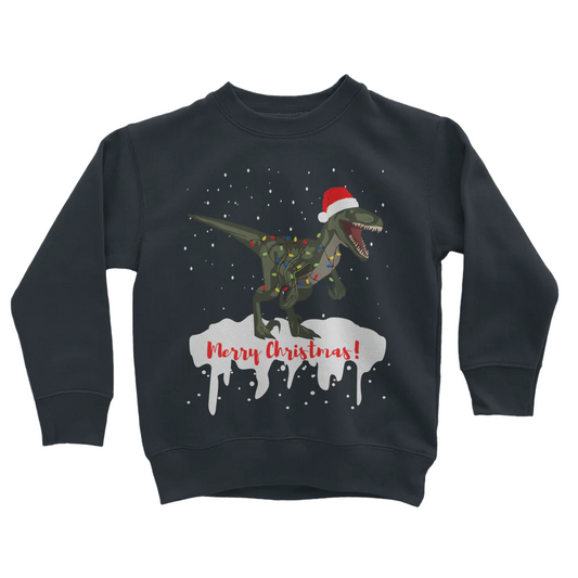 Festive T-rex - Kids Christmas Dinosaur Sweatshirt