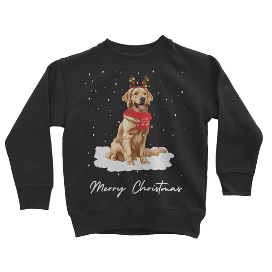 Funny Festive Golden Retriever - Unisex Kids Christmas Jumper