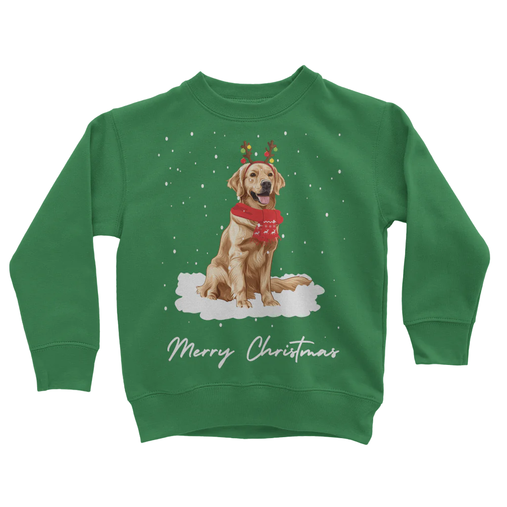 Funny Festive Golden Retriever - Unisex Kids Christmas Jumper