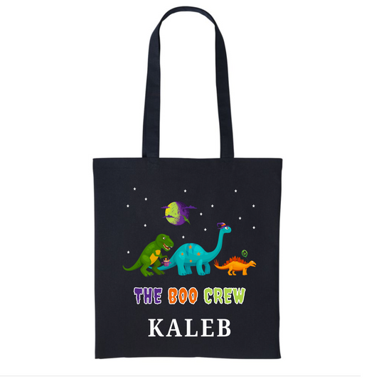 The Dinosaur Boo Crew - Kids Personalised Halloween Tote Bag