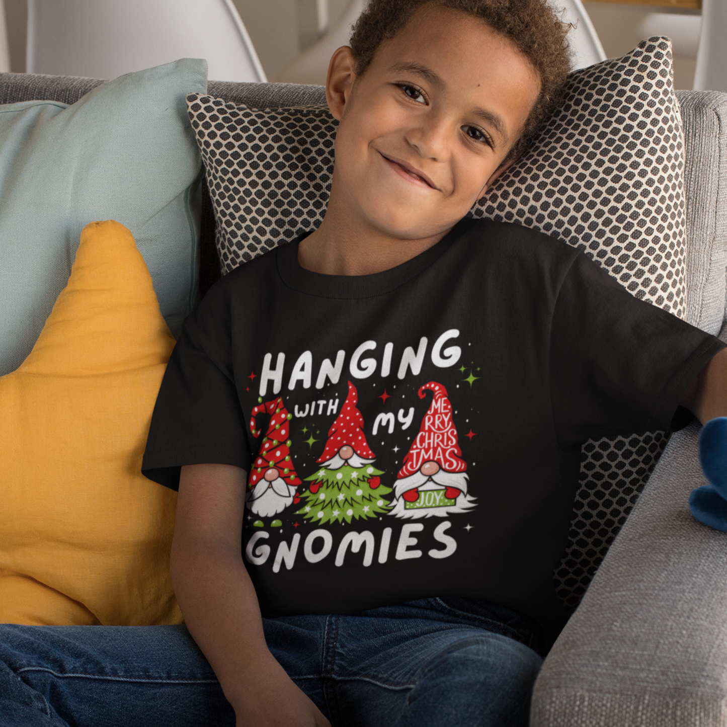 Kids "Hanging with my Gnomies"  Christmas T-shirt | 3 - 13 years