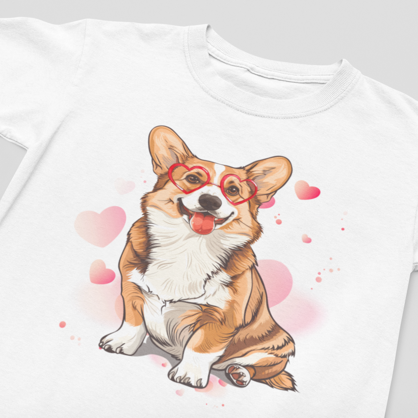 Happy Corgi - Girls Cotton T-shirt | 3 - 13 years