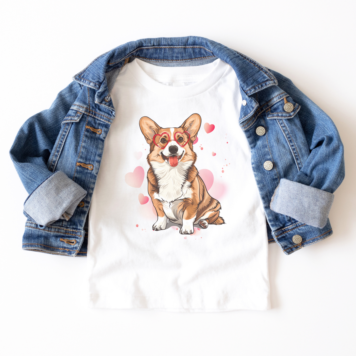 Happy Corgi - Girls Cotton T-shirt | 3 - 13 years