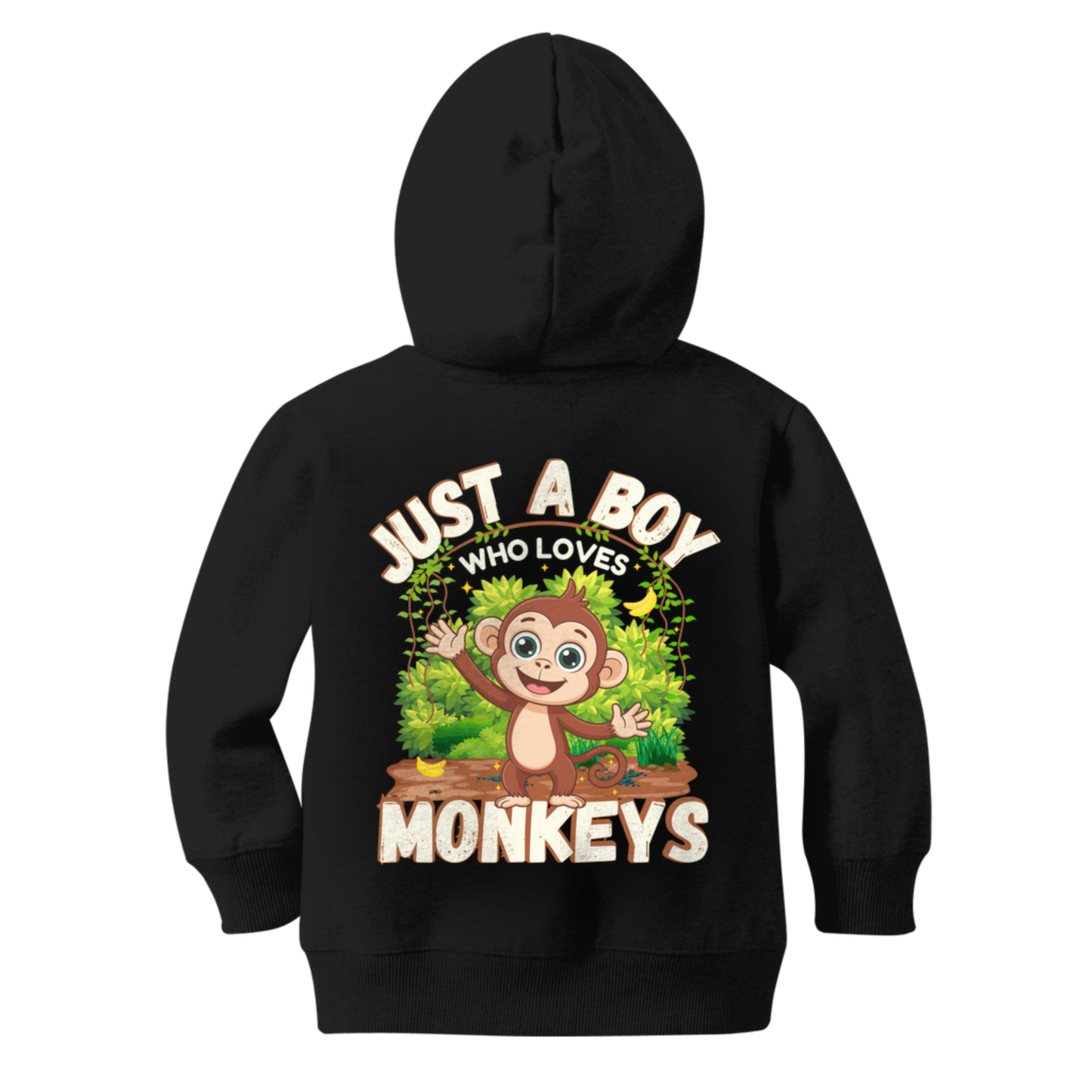 Just A Boy Who Loves Monkeys - Boys Zip Hoodie (3-13 yrs)