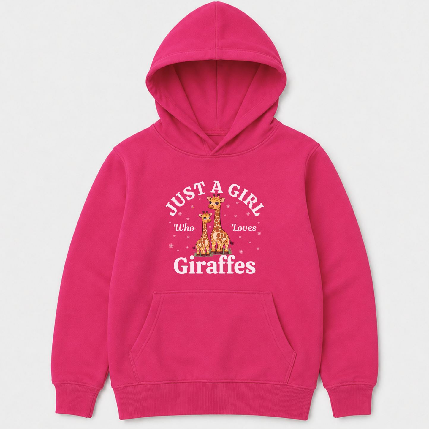 "Just a Girl Who Loves Giraffes" - Girls Giraffe Pullover Hoodie (3-13 yrs)