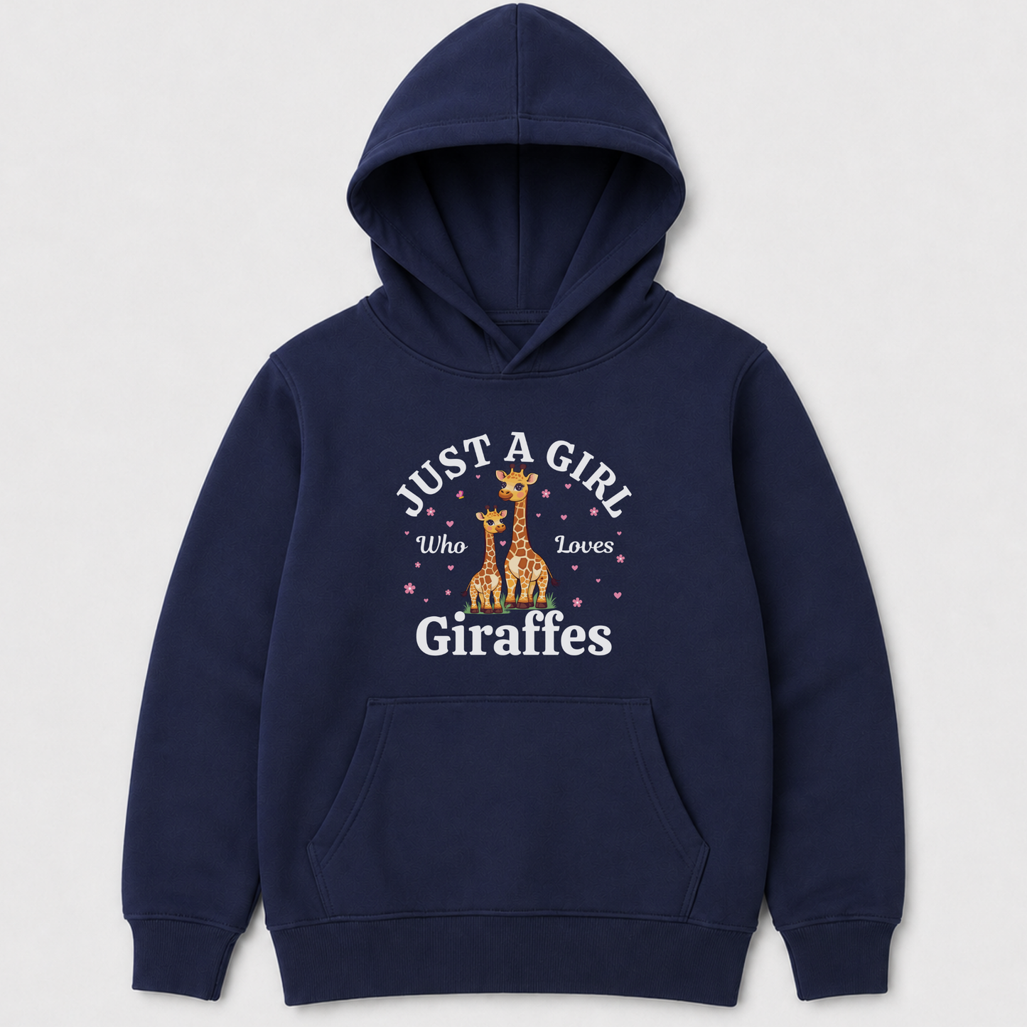 "Just a Girl Who Loves Giraffes" - Girls Giraffe Pullover Hoodie (3-13 yrs)
