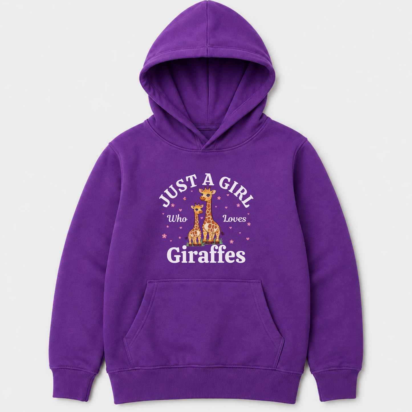 "Just a Girl Who Loves Giraffes" - Girls Giraffe Pullover Hoodie (3-13 yrs)