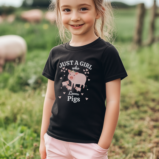 Just a Girl Who Love Pigs - Girls Pig T-shirt | 3 - 13 years