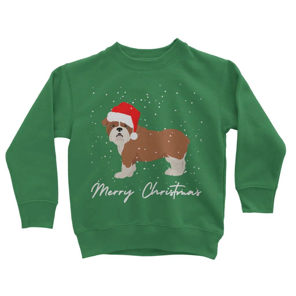 Kids Christmas English Bulldog Jumper