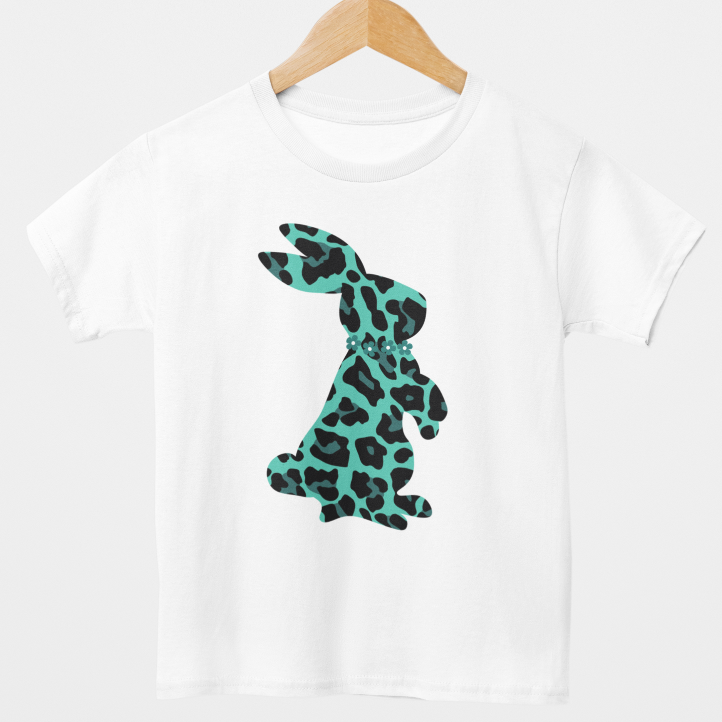 Girls Leopard Print Bunny Rabbit T-shirt