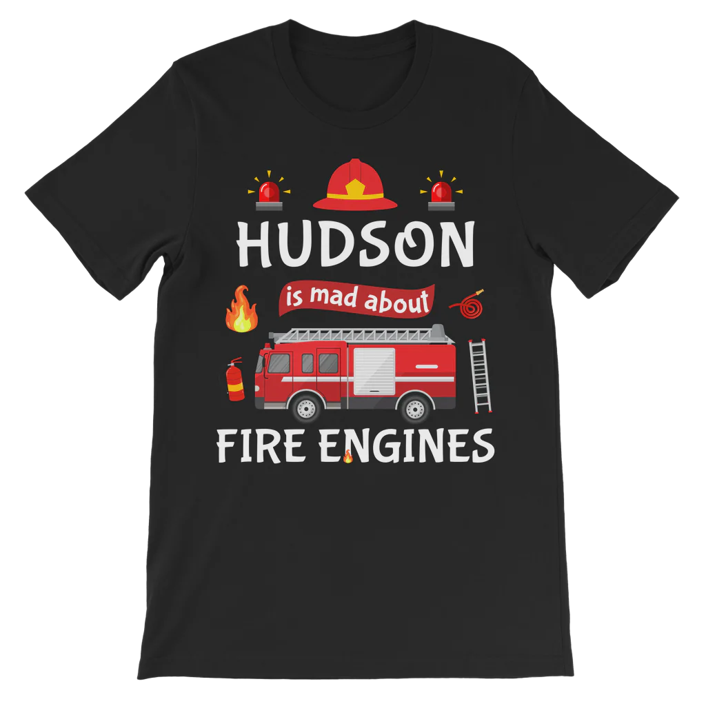 Boys Personalised "Mad About Fire Engines" T-shirt