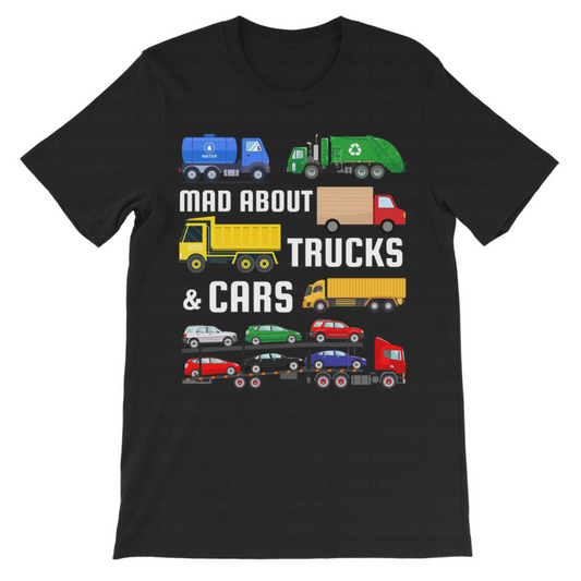 Mad About Trucks & Cars Kids T-Shirt - Kids Vehicle Print Tee (3–13 Years)