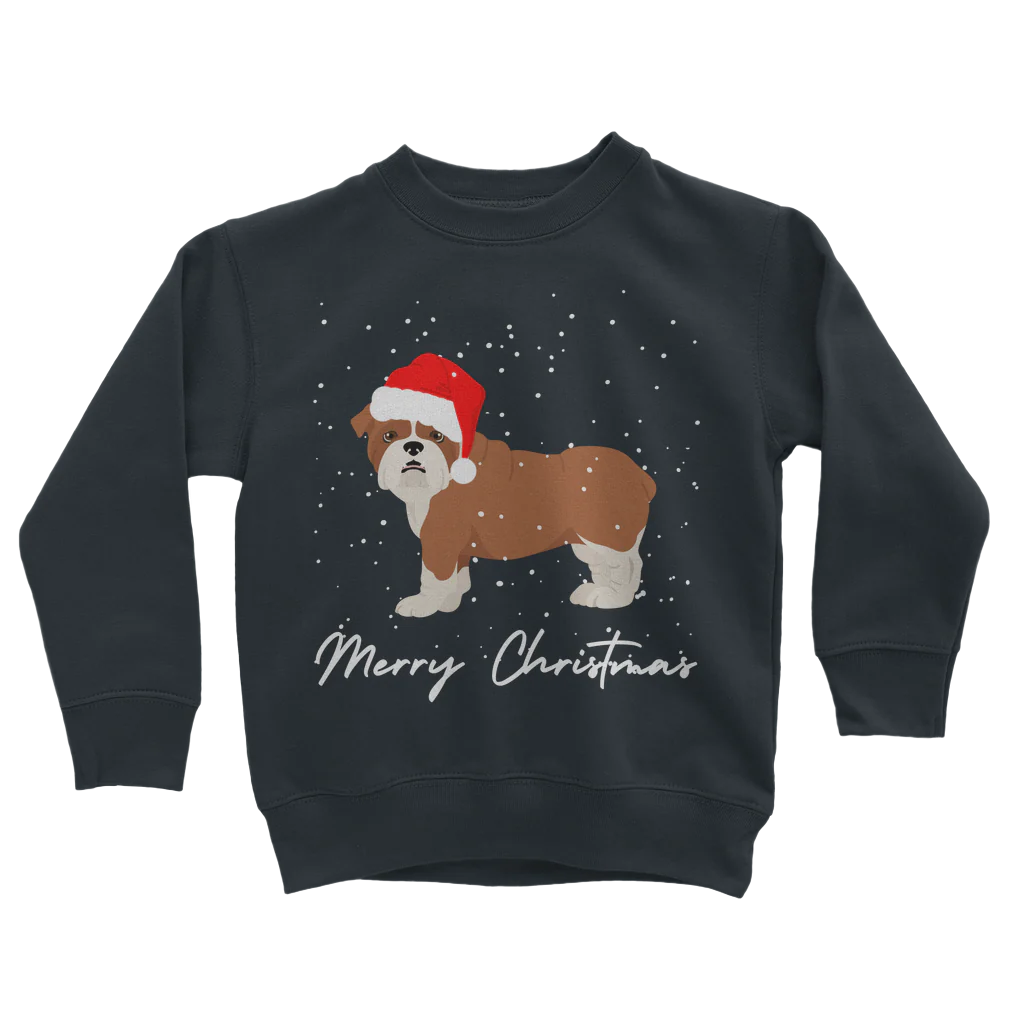 Kids Christmas English Bulldog Jumper