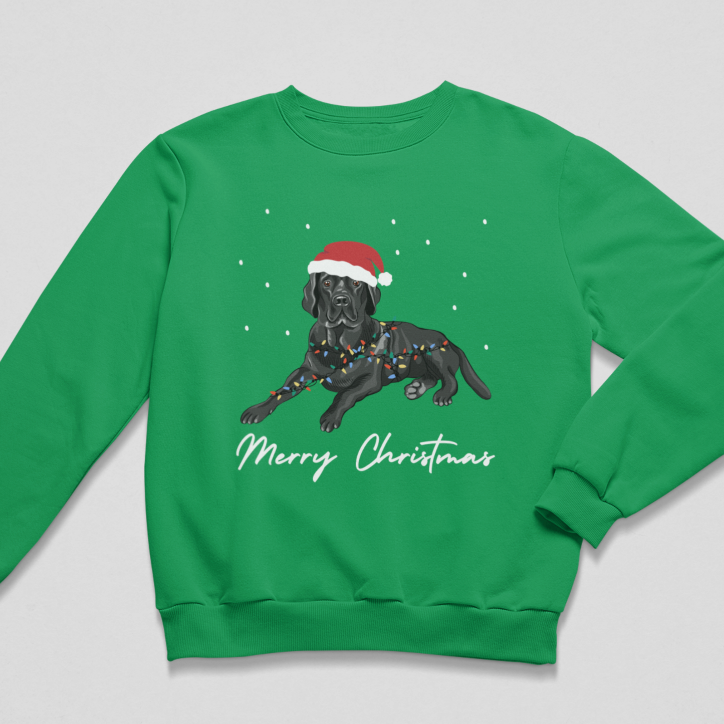 Black Labrador Wrapped in Fairy Lights - Kids Christmas Sweatshirt (3-13 Yrs)