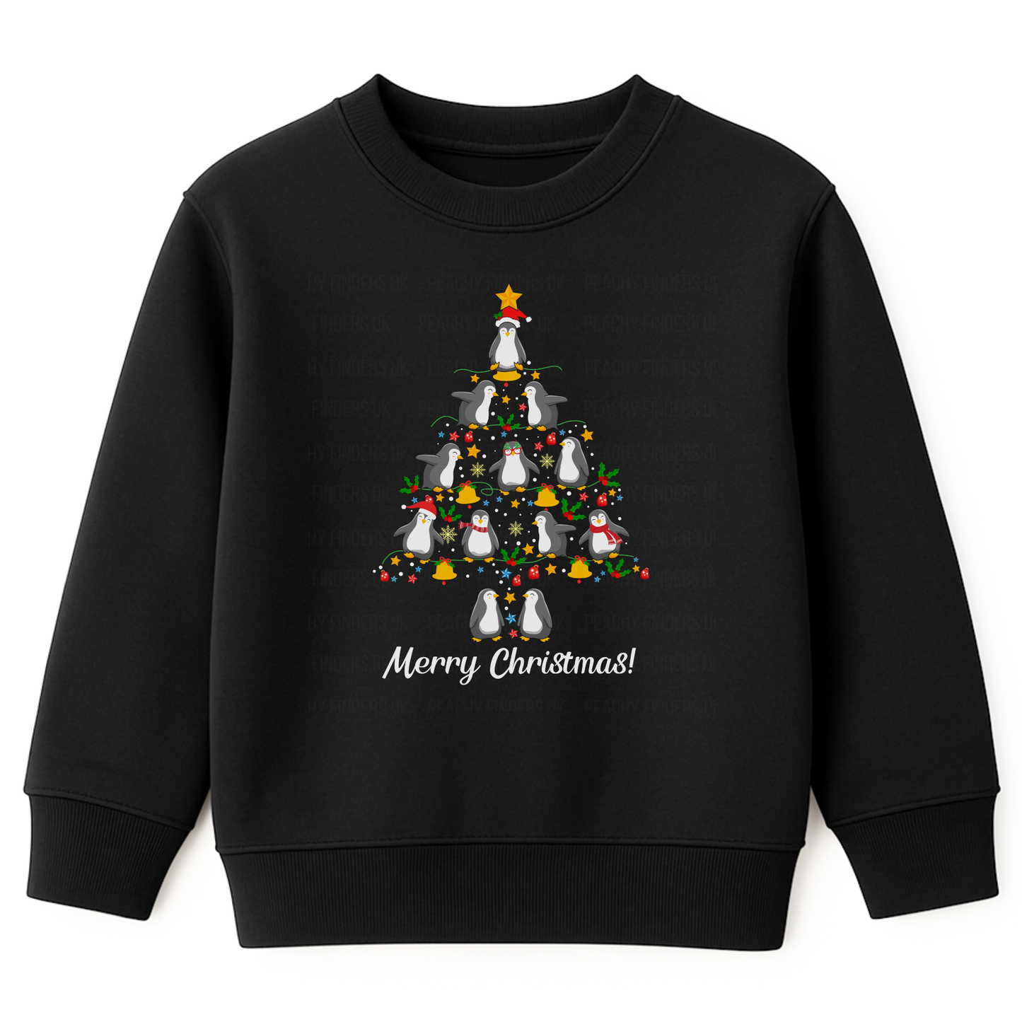 Kids Penguin Christmas Tree Sweatshirt - Festive Jumper (3-13 Yrs)