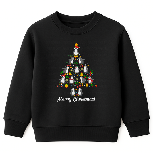 Kids Penguin Christmas Tree Sweatshirt - Festive Jumper (3-13 Yrs)