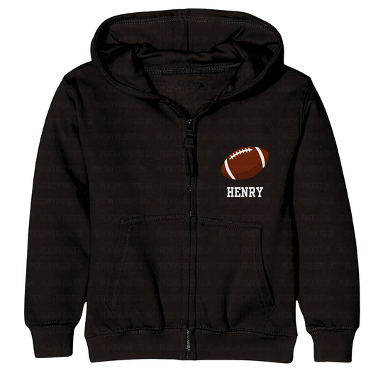 Unisex Kids Personalised American Football Zip Hoodie | 3 - 13 years