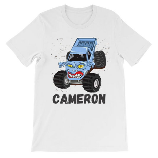 Kids Personalised Blue Monster Truck T-shirt | 3 - 13 years