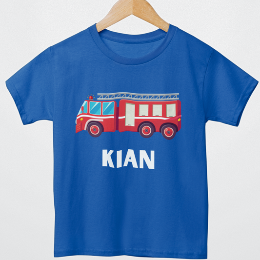 Kids Personalised Fire Engine/Truck T-shirt (3-11 Yrs)